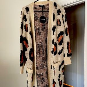 Pocketed Leopard Duster Cardigan